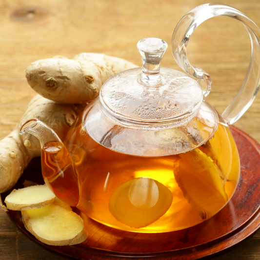 tea pot with hot ginger tea